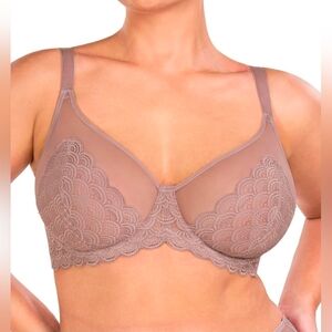 HSIA Elegant Lace Trim Bra in Taupe